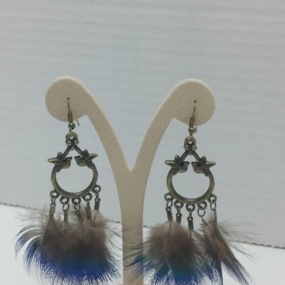 5/$25 Feather Earrings Peacock Feathers Earrings Boho Statement Jewelry Retro - Picture 5 of 7